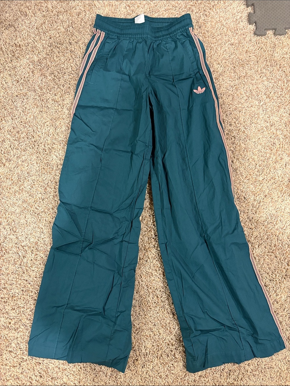 adidas Teal Track Pants with Pink Trim